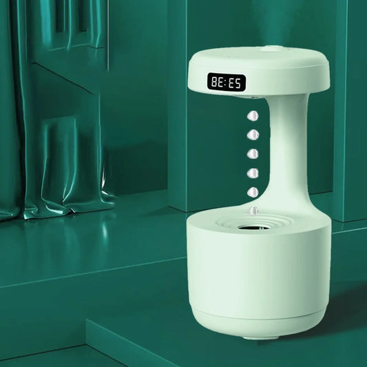 Anti Gravity Humidifier with LED Clock Display, Ultrasonic Water Drip Humidifier, Cool Mist Aromatherapy Diffuser, Floating Water Droplet Humidifier, Rain Cloud Diffuser, Levitating Water Drop