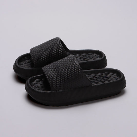 Summer EVA Slippers Solid Color Rhombus Stripe Anti-Slip Slippers New Women'S Home Shoes
