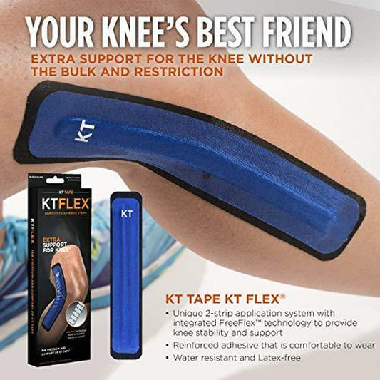 KT Tape KT Flex Reinforced Adhesive Strips for Knees, 8 Pre Cut 10 Inch Strips,