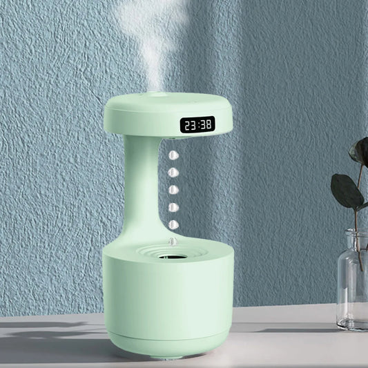 Anti Gravity Humidifier with LED Clock Display, Ultrasonic Water Drip Humidifier, Cool Mist Aromatherapy Diffuser, Floating Water Droplet Humidifier, Rain Cloud Diffuser, Levitating Water Drop
