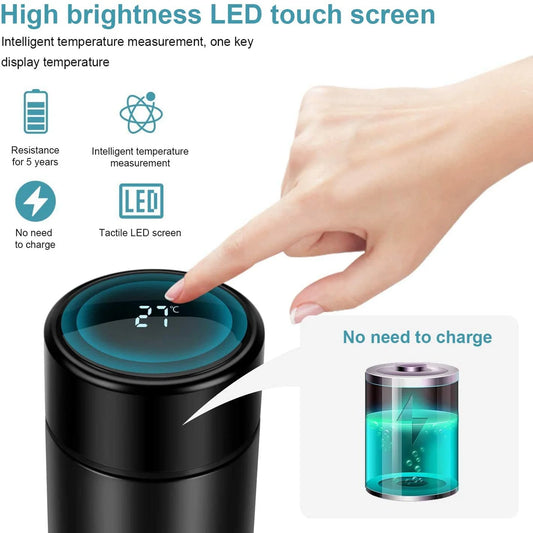 mart LED Temperature Water Bottle – Double Wall Insulated Stainless Steel Travel Mug