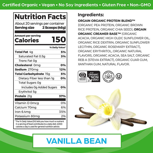 🔥Organic Vegan Protein Duo – Chocolate Peanut Butter & Vanilla Bean | 21g Plant-Based Protein | Gluten-Free, Non-GMO | 4.06 Lbs of Clean Gains!"