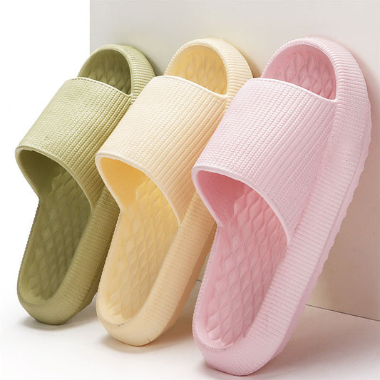 Summer EVA Slippers Solid Color Rhombus Stripe Anti-Slip Slippers New Women'S Home Shoes